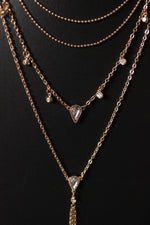 Load image into Gallery viewer, Crystal Gold Plated Multi Layers Long Chain Necklace
