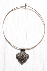 Minimal Statement Pendant Metal Closure Premium Oxidised Finish Brass Necklace
