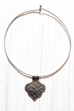 Load image into Gallery viewer, Minimal Statement Pendant Metal Closure Premium Oxidised Finish Brass Necklace

