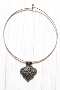 Minimal Statement Pendant Metal Closure Premium Oxidised Finish Brass Necklace