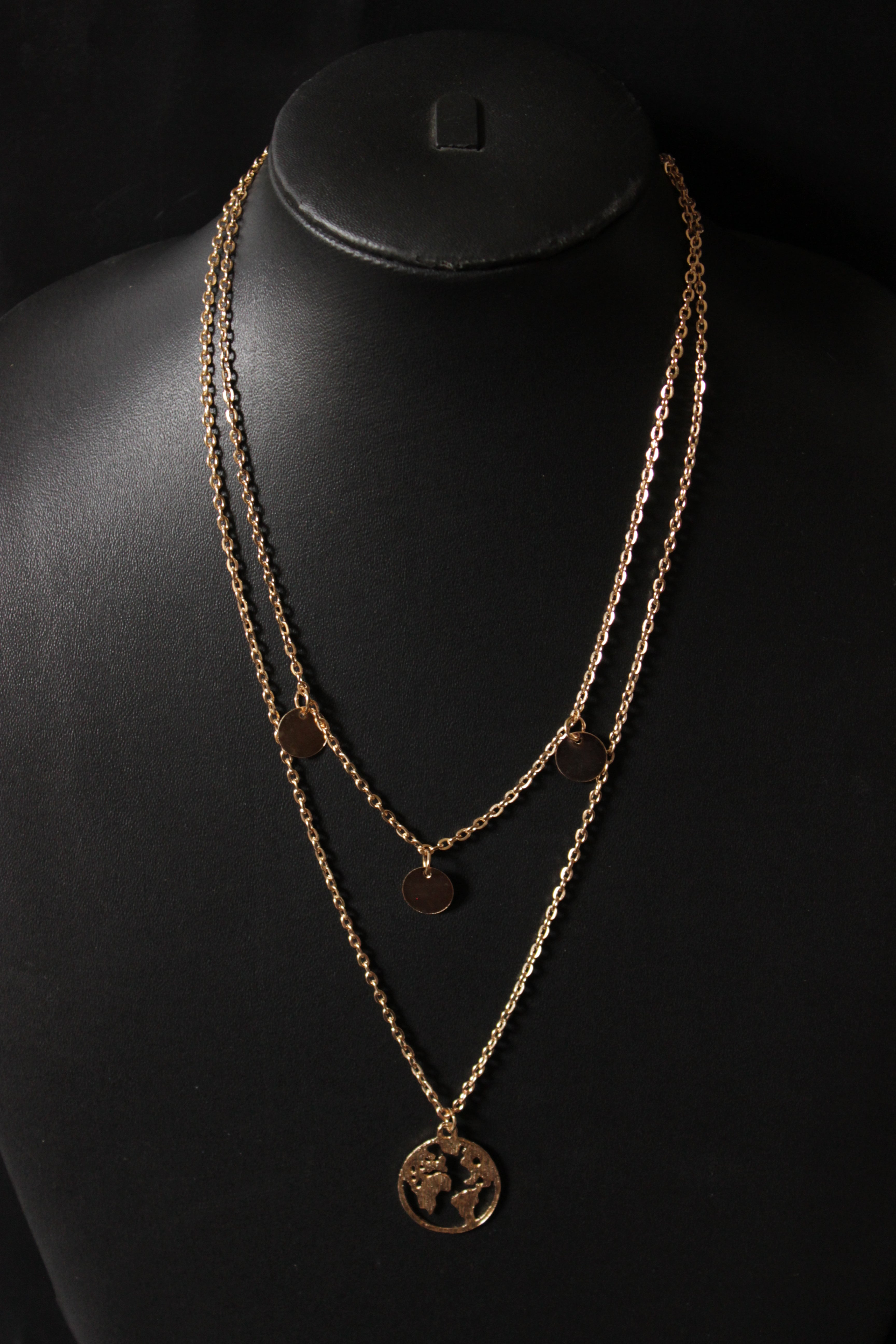 2 Layered Exquisite Gold Plated Multi Strand Necklace