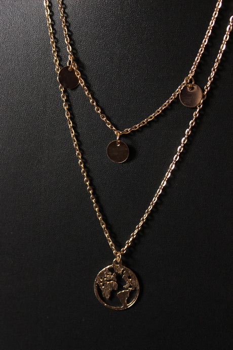 2 Layered Exquisite Gold Plated Multi Strand Necklace