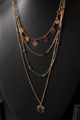 4 Layered Exquisite Gold Plated Multi Strand Necklace