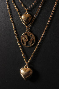 4 Layered Exquisite Heart Gold Plated Necklace