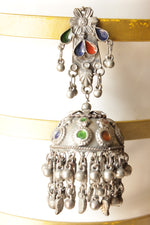 Load image into Gallery viewer, Multi-Color Acrylic Painted Oxidised Finish Tribal Afghani Long Jhumka Earrings
