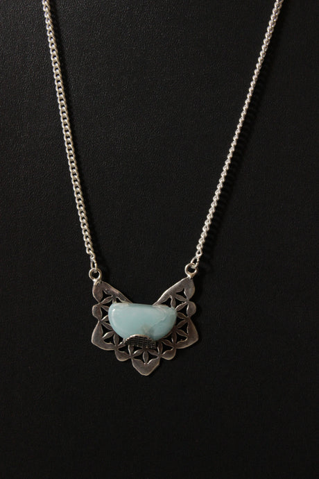 D Shape Caribbean Larimar Gemstone Necklace