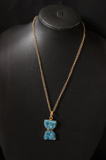 Load image into Gallery viewer, Sand Clock Inspired Sky Blue Sugar Druzy Gemstone Gold Plated Necklace
