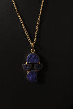 Load image into Gallery viewer, Titanium Ink Blue Sugar Druzy Gemstone Embedded Gold Plated Necklace
