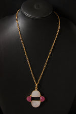 Load image into Gallery viewer, White Pink Sugar Druzy Gemstone Gold Plated Necklace
