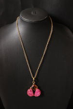 Load image into Gallery viewer, Pink Sugar Druzy Gemstone Handmade Gold Plated Pinwheel Necklace
