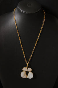 White Sugar Druzy Gemstone Embedded Gold Plated Necklace