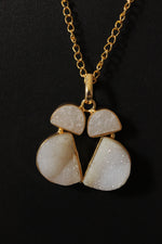 Load image into Gallery viewer, White Sugar Druzy Gemstone Embedded Gold Plated Necklace
