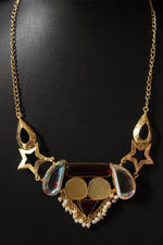 Load image into Gallery viewer, Multi-Color Gemstones Embedded Gold Plated Necklace
