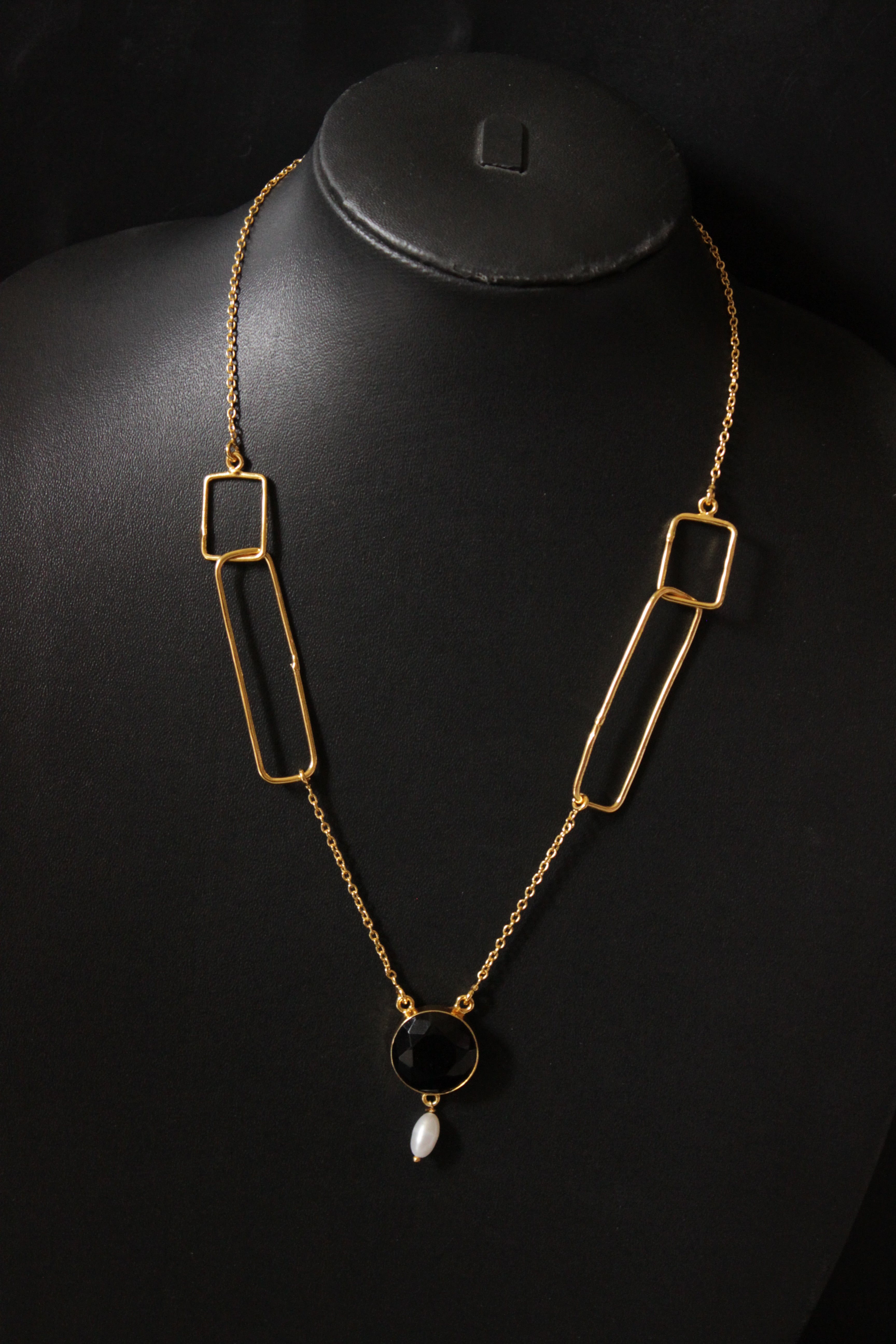 Black Spinel Gemstone Handmade Gold Plated Designer Necklace