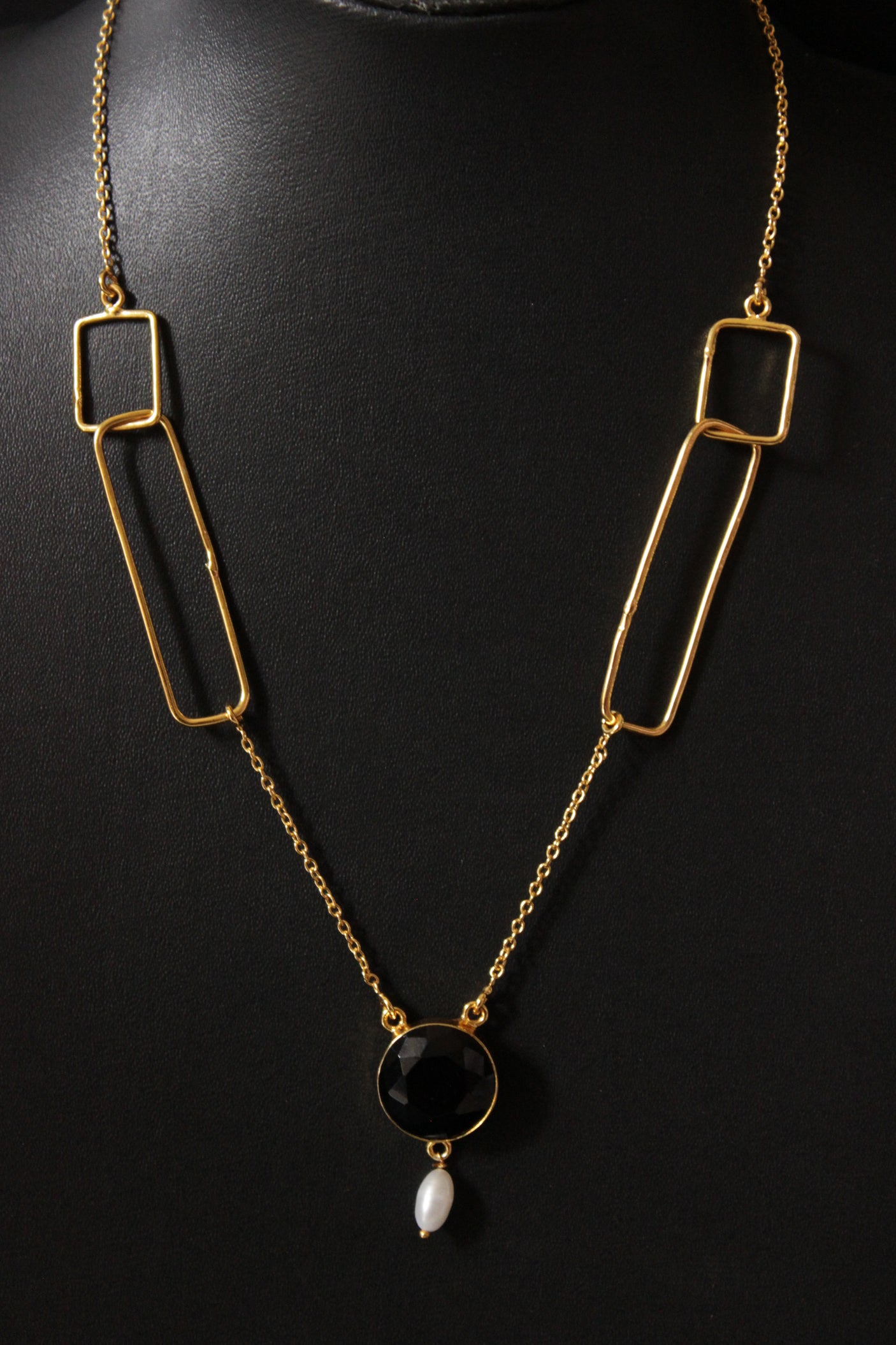 Black Spinel Gemstone Handmade Gold Plated Designer Necklace