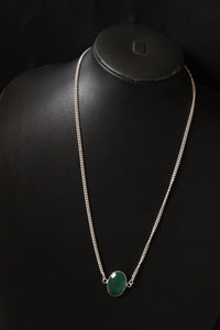 Emerald Quartz Oval Cut Gemstone Embedded Gold Plated Necklace