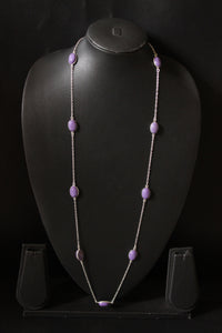 Charoite Gemstone Bezel Set Fashion Layering Chain Necklace