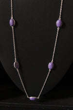 Load image into Gallery viewer, Charoite Gemstone Bezel Set Fashion Layering Chain Necklace
