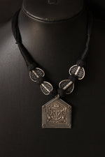 Load image into Gallery viewer, Abstract Motifs Elaborately Detailed Adjustable Thread Closure Premium Oxidised Finish Brass Necklace

