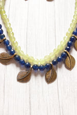 Load image into Gallery viewer, 2 Layer Blue and Lemon Jade Beads Leaf Charms Necklace Set
