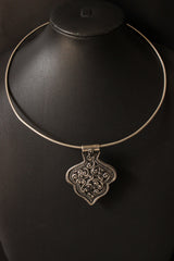 Minimal Statement Pendant Metal Closure Premium Oxidised Finish Brass Necklace