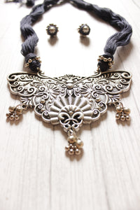 Intricately Detailed Butterfly Pendant Thread Closure Necklace Set