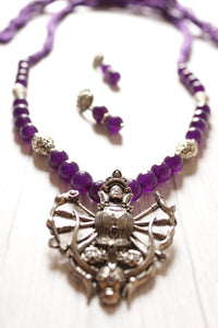 Religious Motif Violet Jade Beads Necklace Set