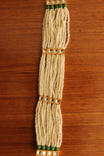 Load image into Gallery viewer, White and Green Beads Handmade Multiple Strings Gold Toned Bracelet
