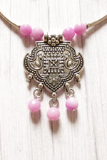 Load image into Gallery viewer, Pink Jade Beads Hasli Necklace Set

