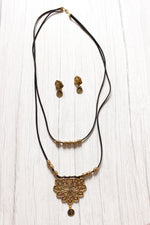 Load image into Gallery viewer, 2 Layer Antique Gold Finish Rope Closure Necklace Set
