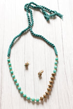 Load image into Gallery viewer, Turquoise and Antique Gold Finish Metal Beads Necklace Set
