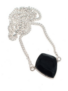 Faceted Black Spinel Shiny Gemstone Necklace 16'' to 18''