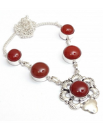 Load image into Gallery viewer, Natural Carnelian Gemstone Silver Plated Necklace 18&quot; To 20&quot;
