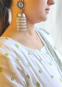 Statement Jhumkas with Chain Strings