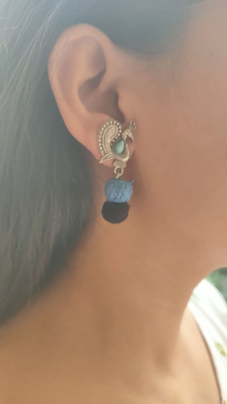 Statement Metal Pendant Fabric Beads Necklace Set