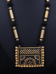 Black and Golden Beaded Terracotta Necklace - A Local Tribe