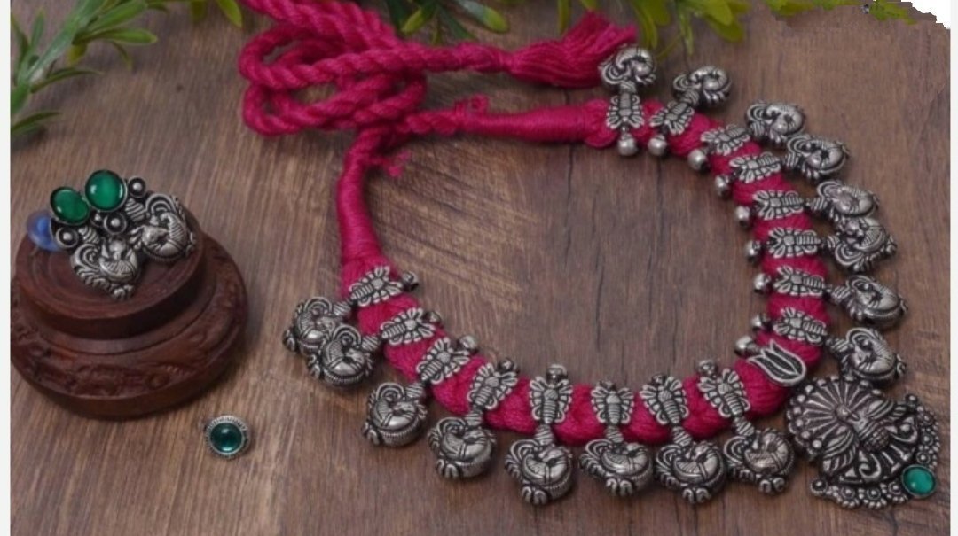 Butterfly Silver Oxidised Necklace Set with Nosepin - A Local Tribe