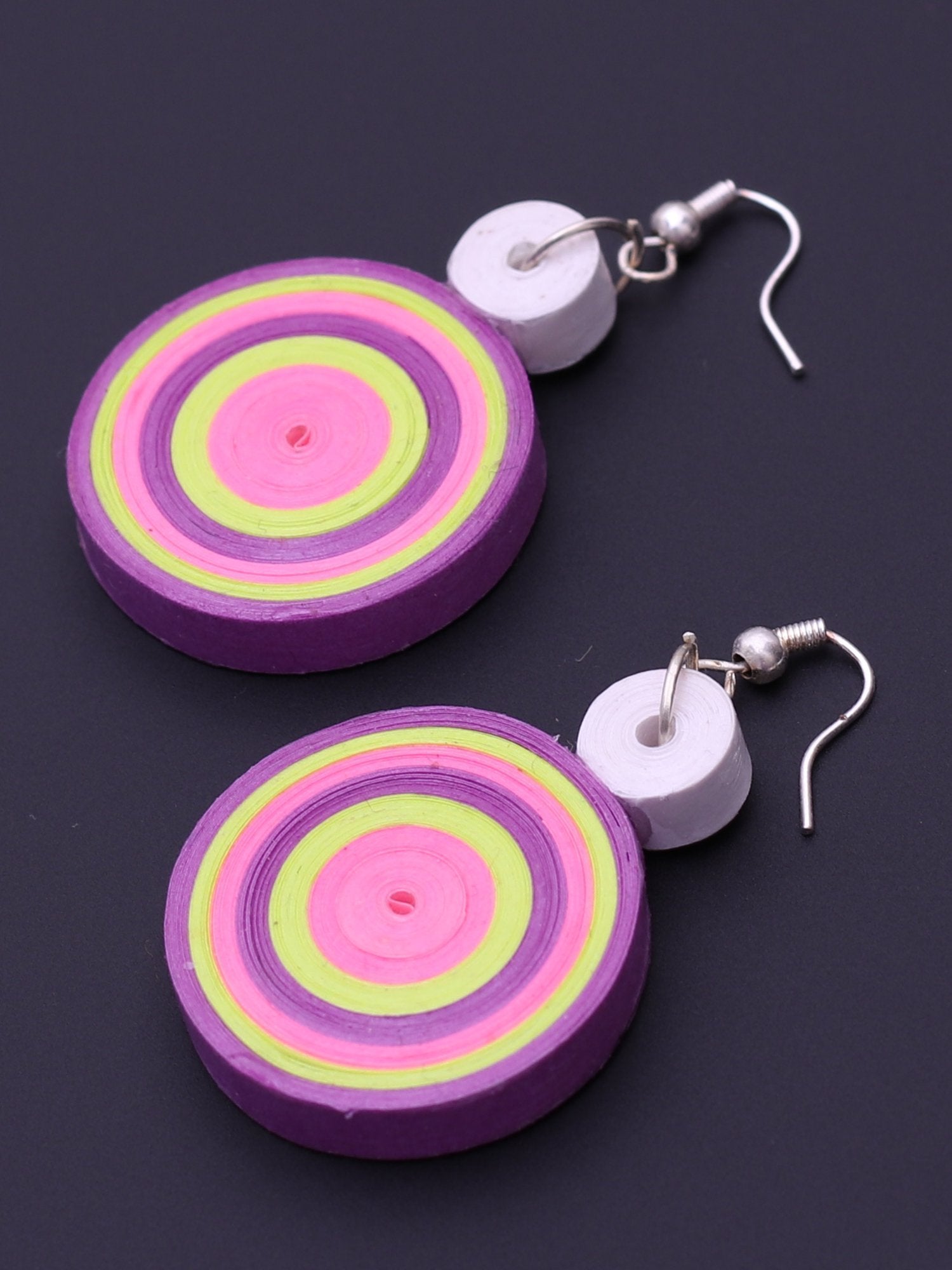 Colorblast Round Drop Earrings In Purple & Green - A Local Tribe