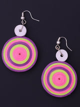 Colorblast Round Drop Earrings In Purple & Green - A Local Tribe