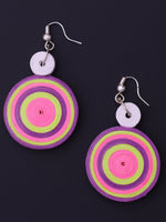 Load image into Gallery viewer, Colorblast Round Drop Earrings In Purple &amp; Green - A Local Tribe
