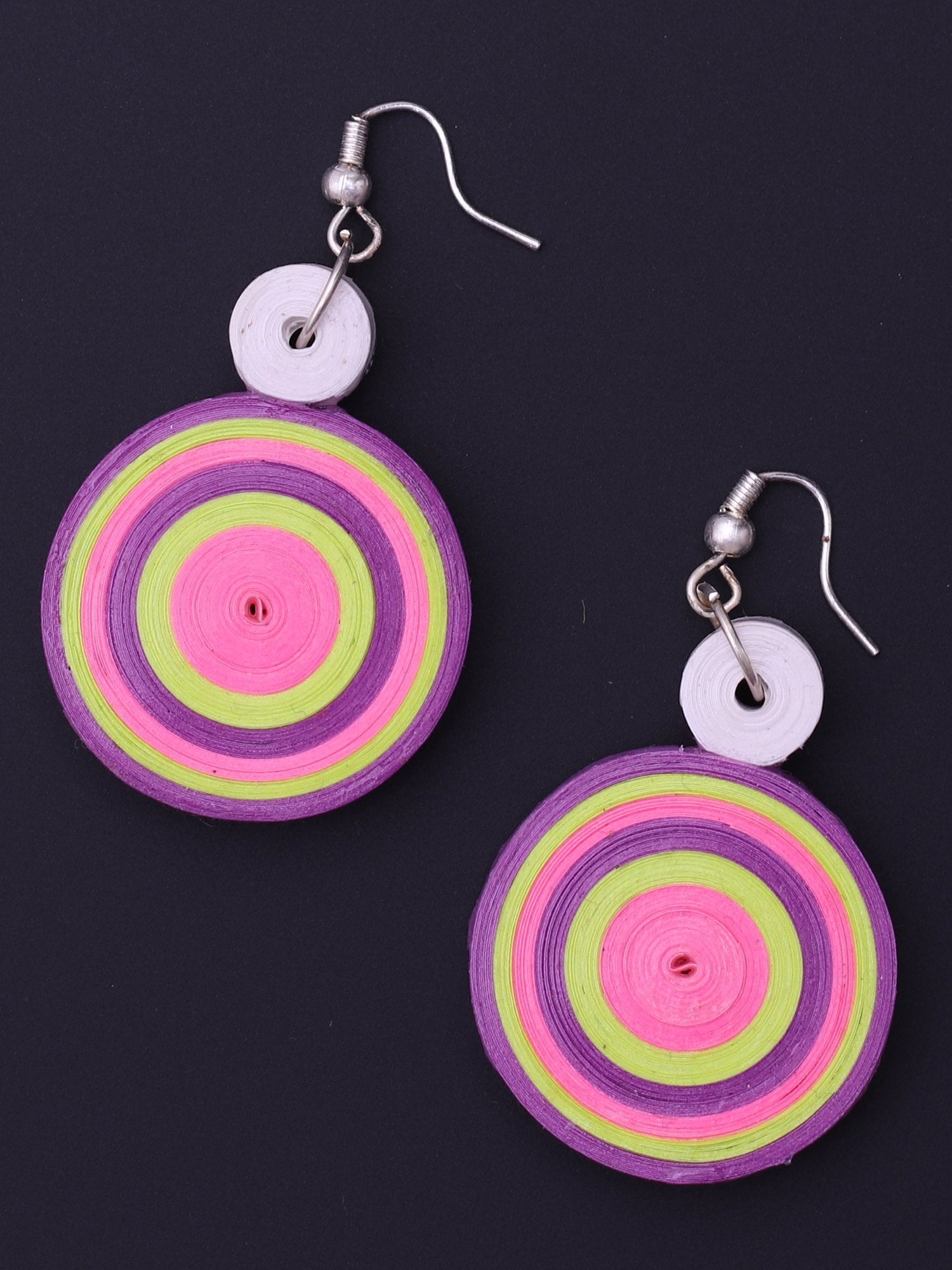 Colorblast Round Drop Earrings In Purple & Green - A Local Tribe