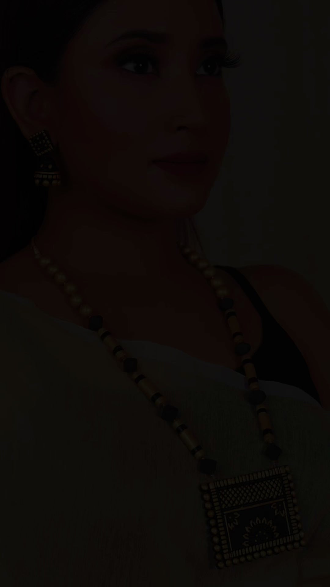Black and Golden Beaded Terracotta Necklace