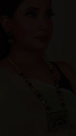 Load and play video in Gallery viewer, Black and Golden Beaded Terracotta Necklace
