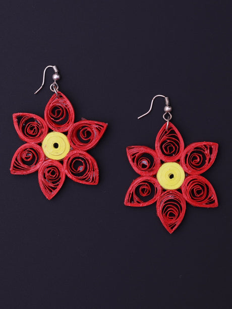 Floral Red Drop Earrings - A Local Tribe