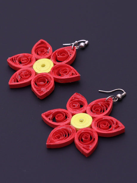Floral Red Drop Earrings - A Local Tribe