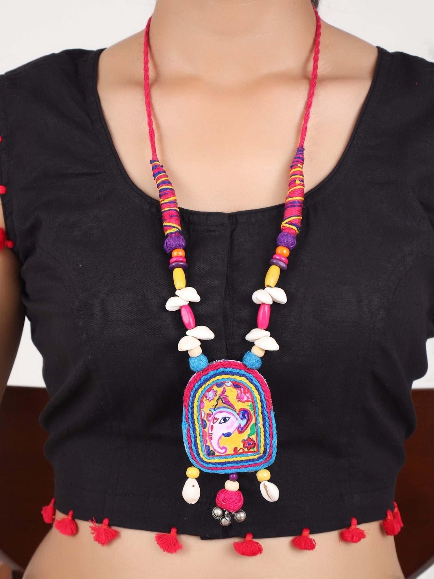 Ganesha Design Multicoloured Earrings & Necklace Set - A Local Tribe