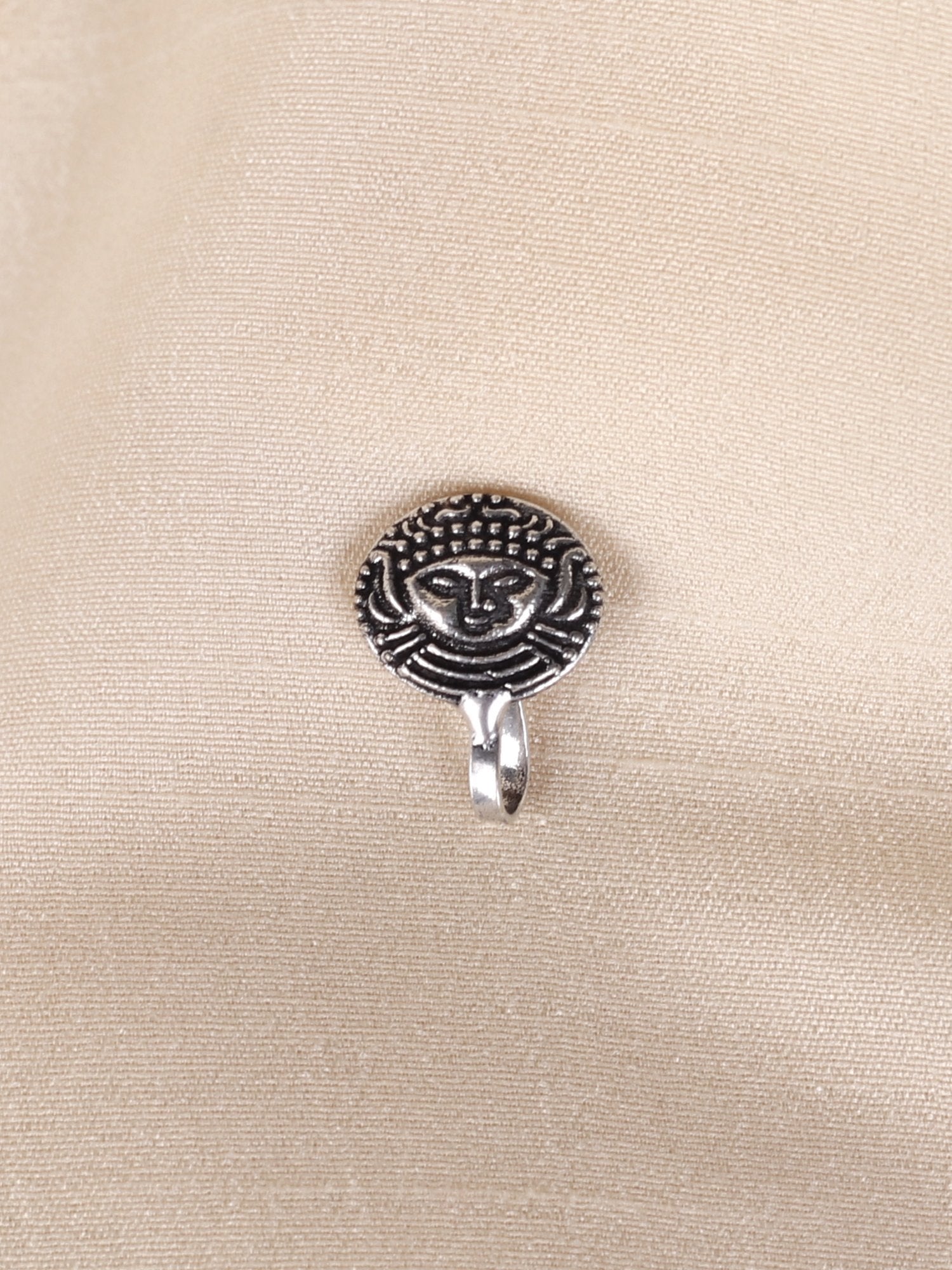 Goddess Face Round Oxidized Clip On Nose Pin - A Local Tribe