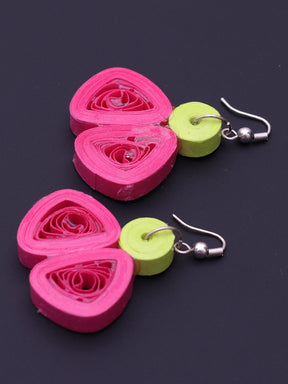 Green Pink Butterfly Drop Earrings - A Local Tribe