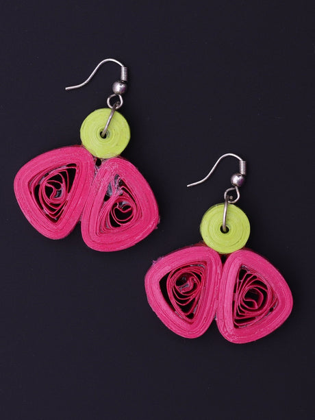 Green Pink Butterfly Drop Earrings - A Local Tribe