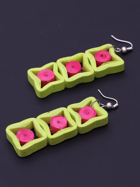 Green Pink Dangler Earrings - A Local Tribe
